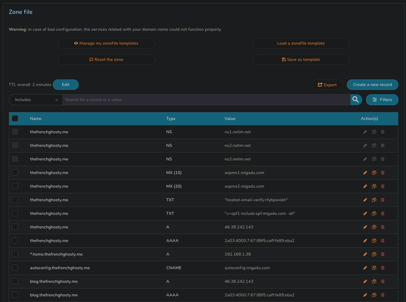 DNS configuration